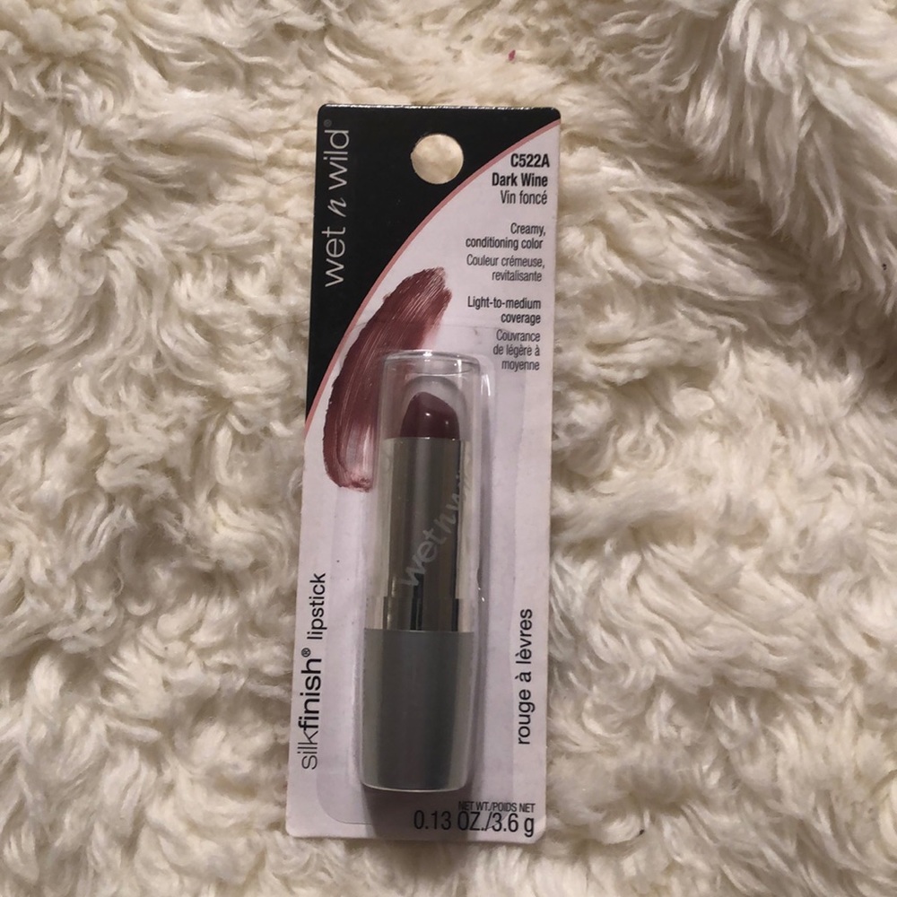 wet n wild lipstick in the color “dark wine.”